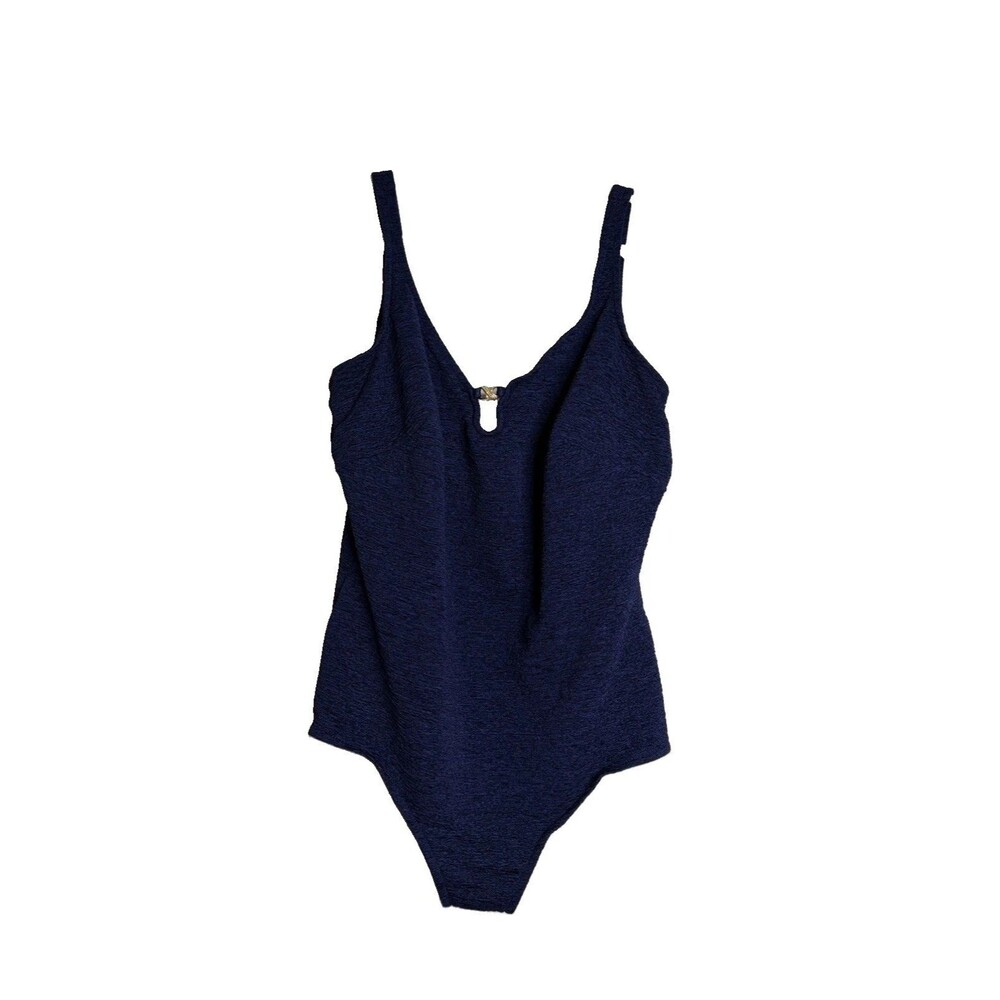 Beach Cabana Womens Blue Textered One Piece Swimsuit Size 3X 24W/26W